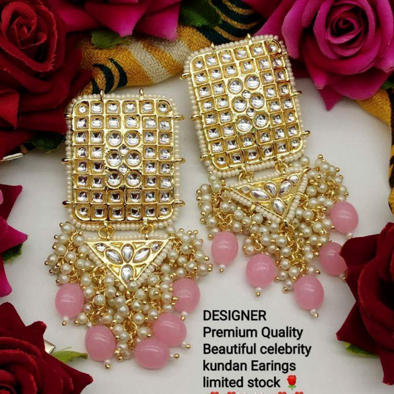 Sai Fashion Gold Plated Kundan Stone & Beads Dangler Earrings