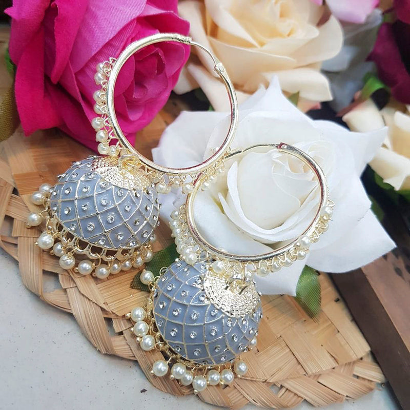 Sai Fashion Gold Plated Austrian Stone & Meenakari Jhumki Earrings