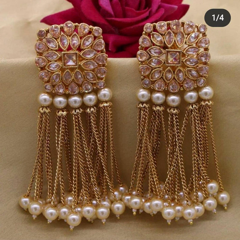 Sai Fashion Gold Plated Ad Stone Dangler Earrings