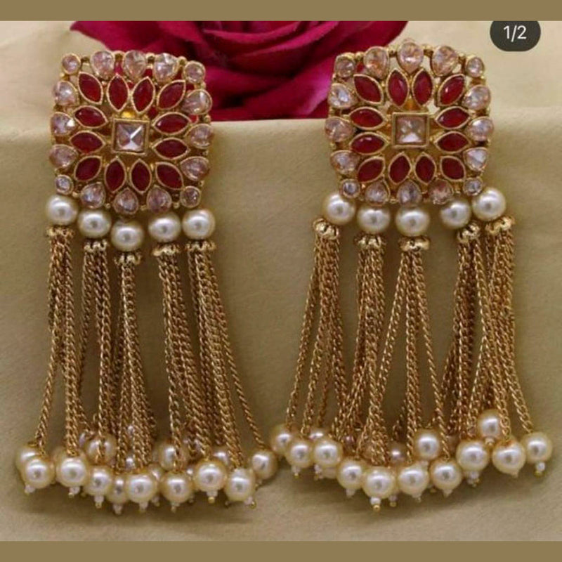 Sai Fashion Gold Plated Ad Stone Dangler Earrings