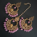 Sai Fashion Gold Plated Kundan And Beads Designer Dangler Earrings With Maang Tikka