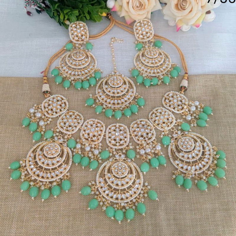 Sai Fashion Gold Plated Kundan & Beads Necklace Set