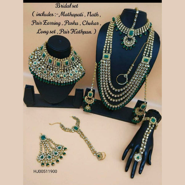 Sai Fashion Gold Plated Designer Crystal Stone And Beads Bridal Set