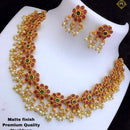 Sai Fashion Gold Plated Pink & Green Pota Stone Necklace Set