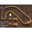 Sai Fashion Copper Pink  Pota Stone Traditional Long Necklace Set