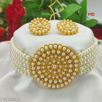 Sai Fashion Gold Plated Pearl And Beads Necklace Set