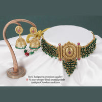 Sai Fashion Copper Crystal Stone &  Pearl Choker Necklace Set