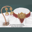 Sai Fashion Copper Crystal Stone &  Pearl Choker Necklace Set