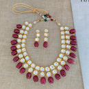 Sai Fashion Gold Plated Crysatal Stone & Beads Necklace Set