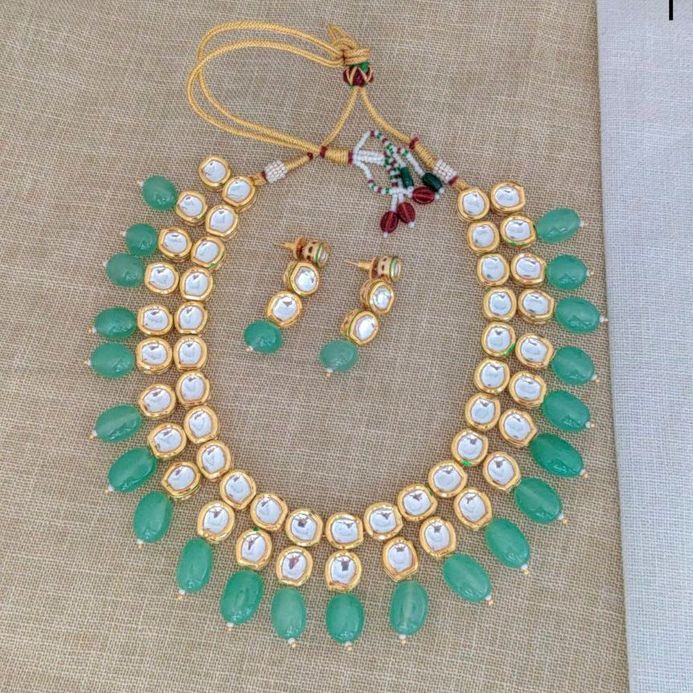 Sai Fashion Gold Plated Crysatal Stone & Beads Necklace Set