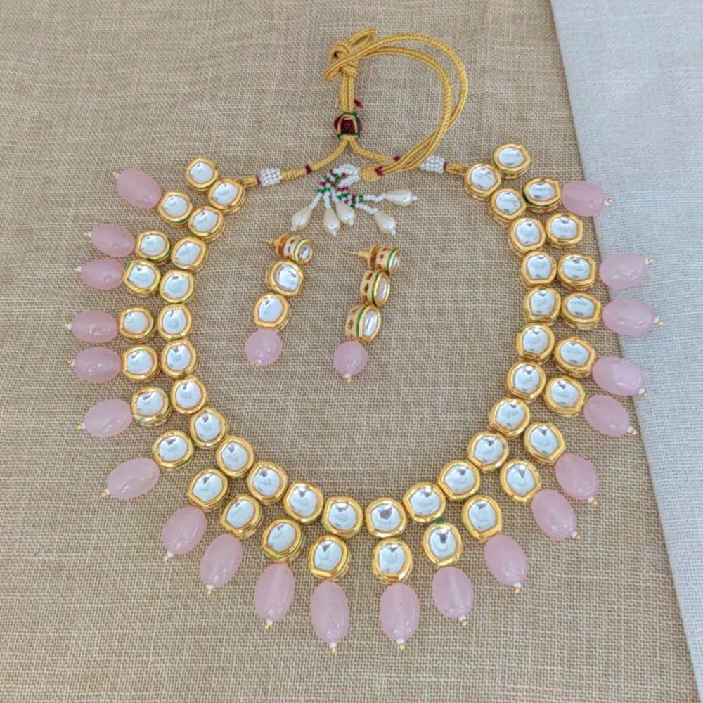 Sai Fashion Gold Plated Crysatal Stone & Beads Necklace Set