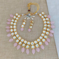 Sai Fashion Gold Plated Crysatal Stone & Beads Necklace Set
