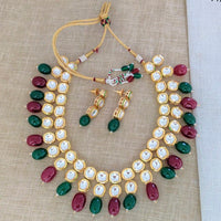 Sai Fashion Gold Plated Crysatal Stone & Beads Necklace Set