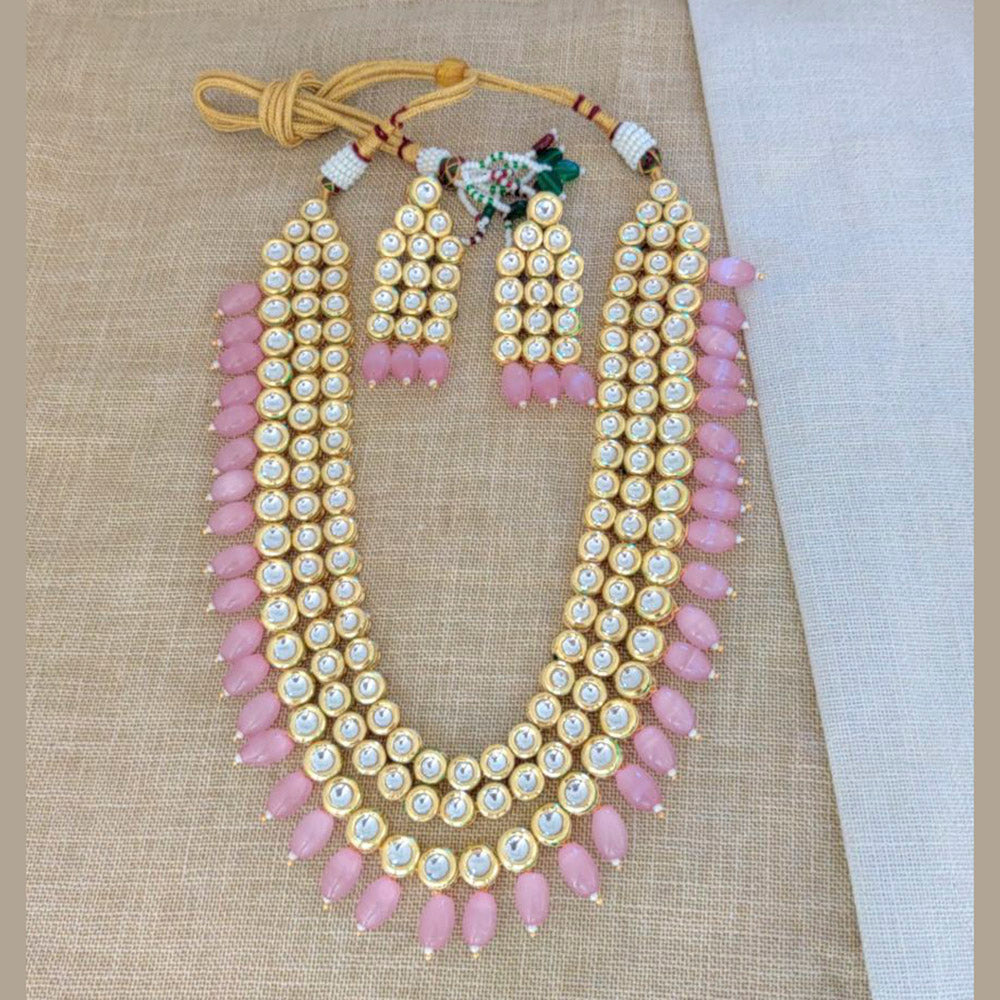 Sai Fashion Gold Plated Crysatal Stone & Beads Necklace Set