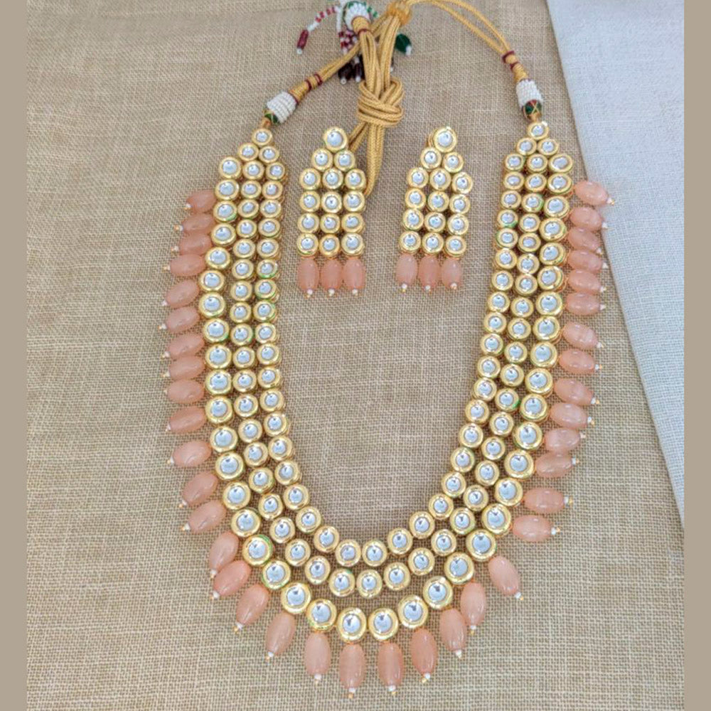 Sai Fashion Gold Plated Crysatal Stone & Beads Necklace Set