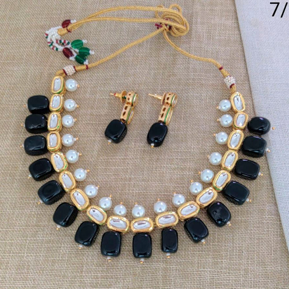 Sai Fashion Gold Plated Crysatal Stone & Beads Necklace Set