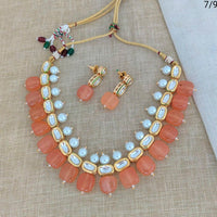 Sai Fashion Gold Plated Crysatal Stone & Beads Necklace Set