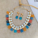 Sai Fashion Gold Plated Crysatal Stone & Beads Necklace Set
