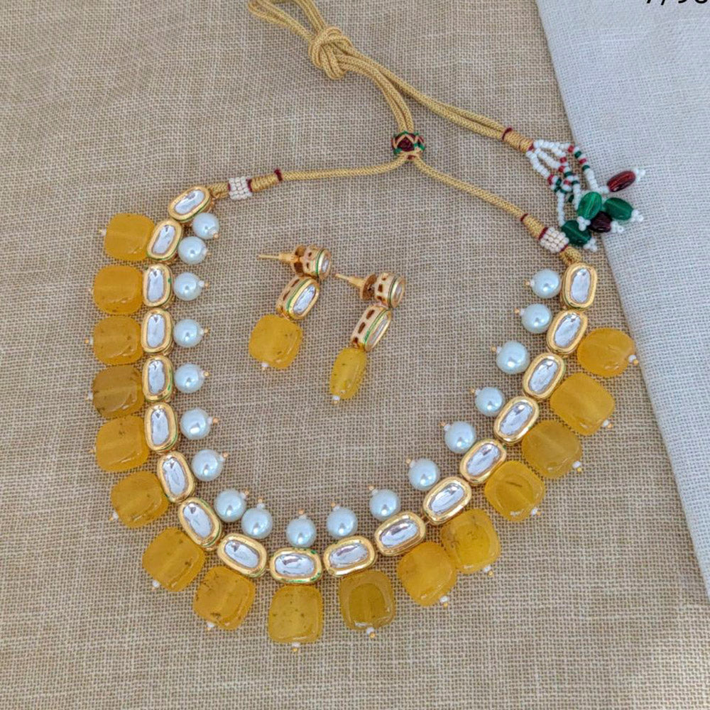 Sai Fashion Gold Plated Crysatal Stone & Beads Necklace Set