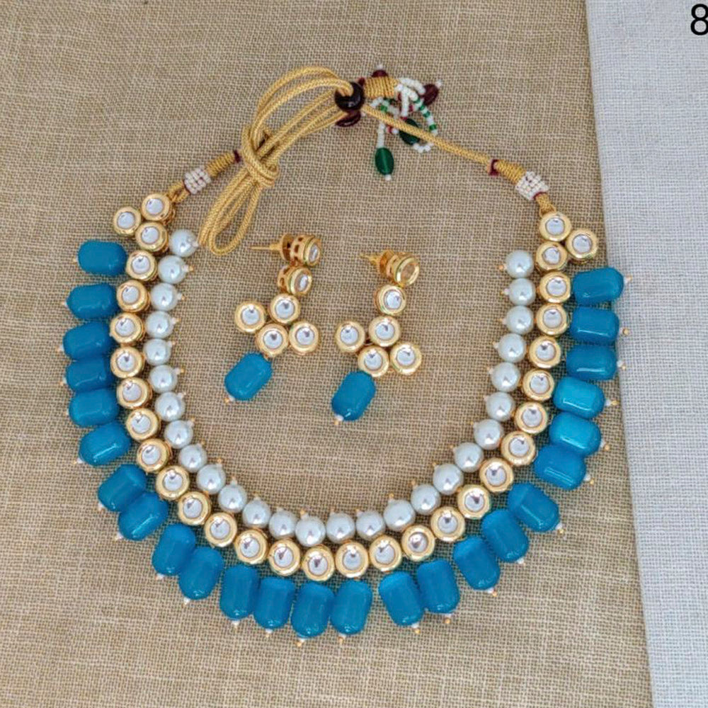 Sai Fashion Gold Plated Crysatal Stone & Beads Necklace Set