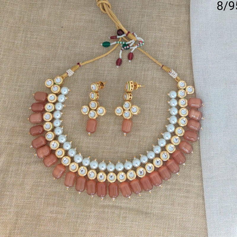 Sai Fashion Gold Plated Crysatal Stone & Beads Necklace Set