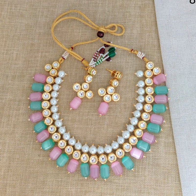 Sai Fashion Gold Plated Crysatal Stone & Beads Necklace Set
