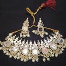 Sai Fashion Gold Plated Austrian Stone And Beads Mirror Necklace Set