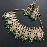 Sai Fashion Gold Plated Pearl And Beads Mirror Necklace Set
