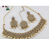 Sai Fashion Mehendi Antique Polishing Austrian Stone Necklace Set