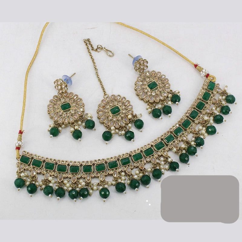 Sai Fashion Mehendi Antique Polishing Austrian Stone Necklace Set