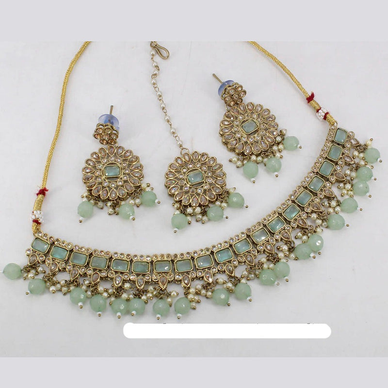 Sai Fashion Mehendi Antique Polishing Austrian Stone Necklace Set
