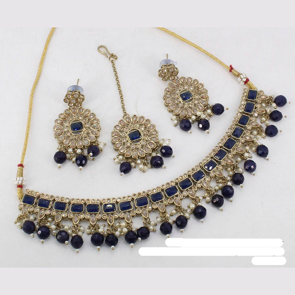 Sai Fashion Mehendi Antique Polishing Austrian Stone Necklace Set