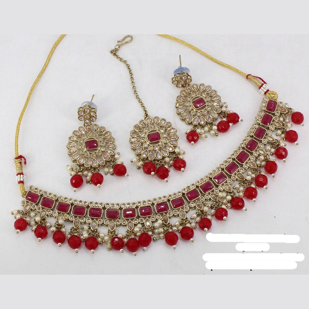 Sai Fashion Mehendi Antique Polishing Austrian Stone Necklace Set