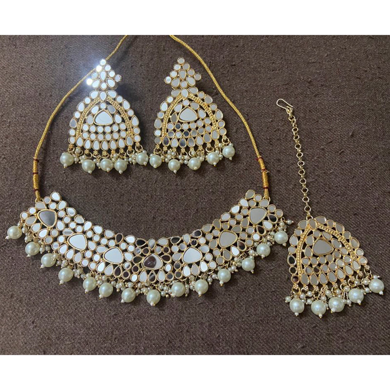 Sai Fashion Gold Plated Beads Mirror Necklace Set
