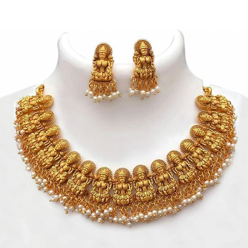 Sai Fashion Gold Plated Pearl Choker Necklace Set