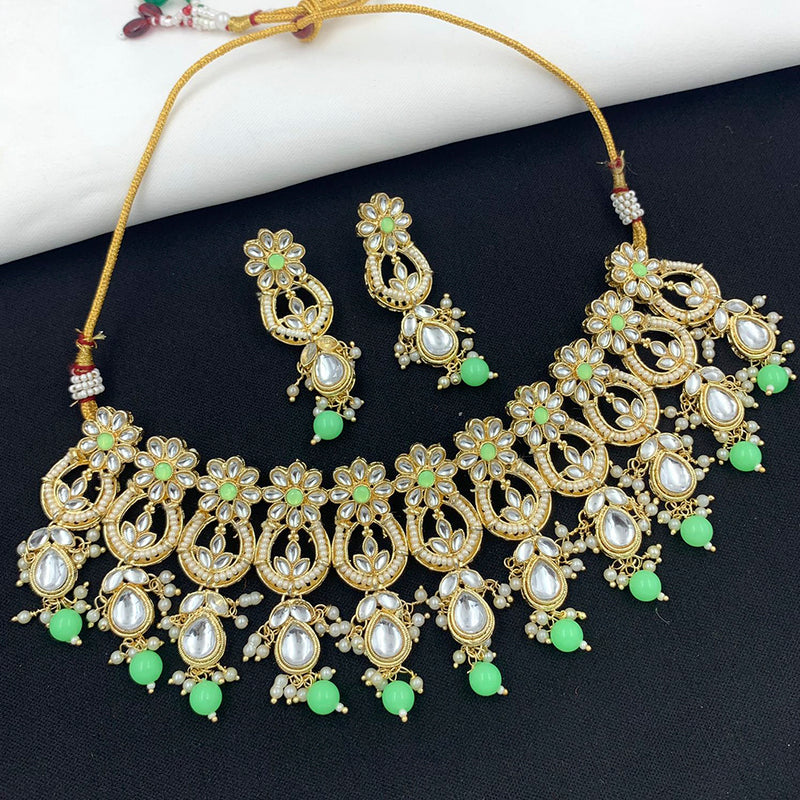 Sai Fashion Gold Plated Kundan Stone & Beads Choker Necklace Set