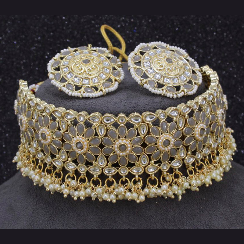 Sai Fashion Gold Plated Kundan Set Choker Necklace Set