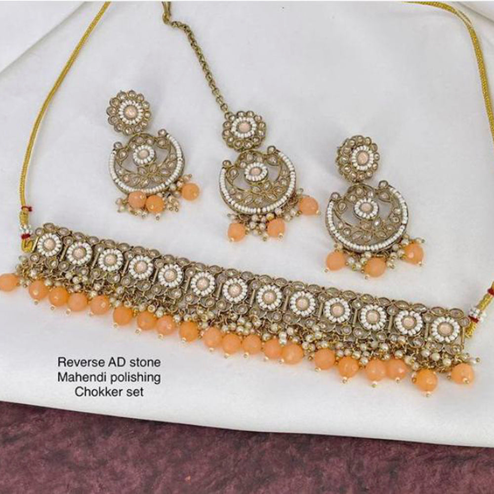 Sai Fashion Gold Plated Pearl & Beads Choker Necklace Set