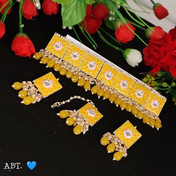 Sai Fashion Gold Plated Kundan Stone & Meenakari & Beads Necklace Set