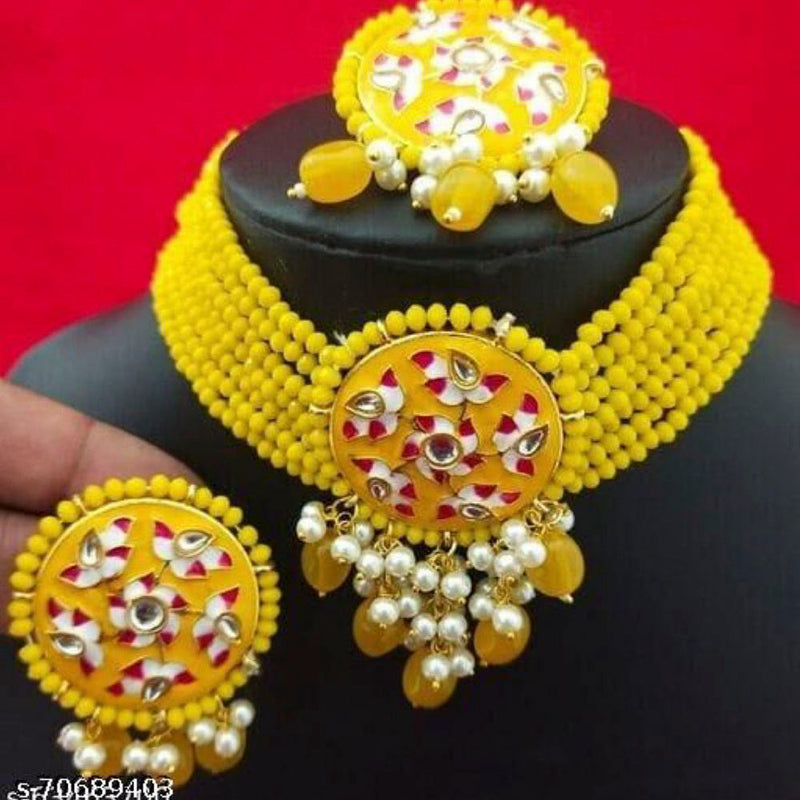 Sai Fashion Gold Plated Kundan Stone And Meenakari  Necklace Set