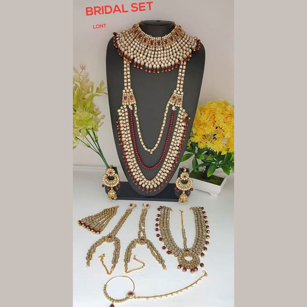Sai Fashion Gold Plated Designer Crystal Stone And Pearl Bridal Set