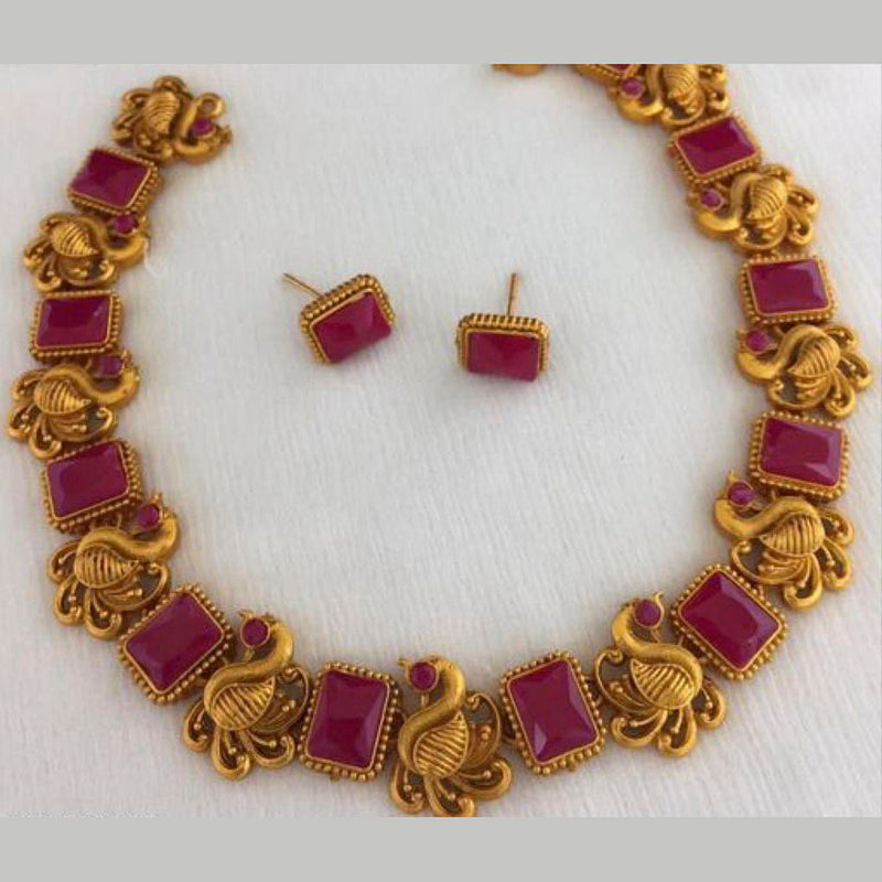 Sai Fashion Gold Plated Pota Stone Necklace Set