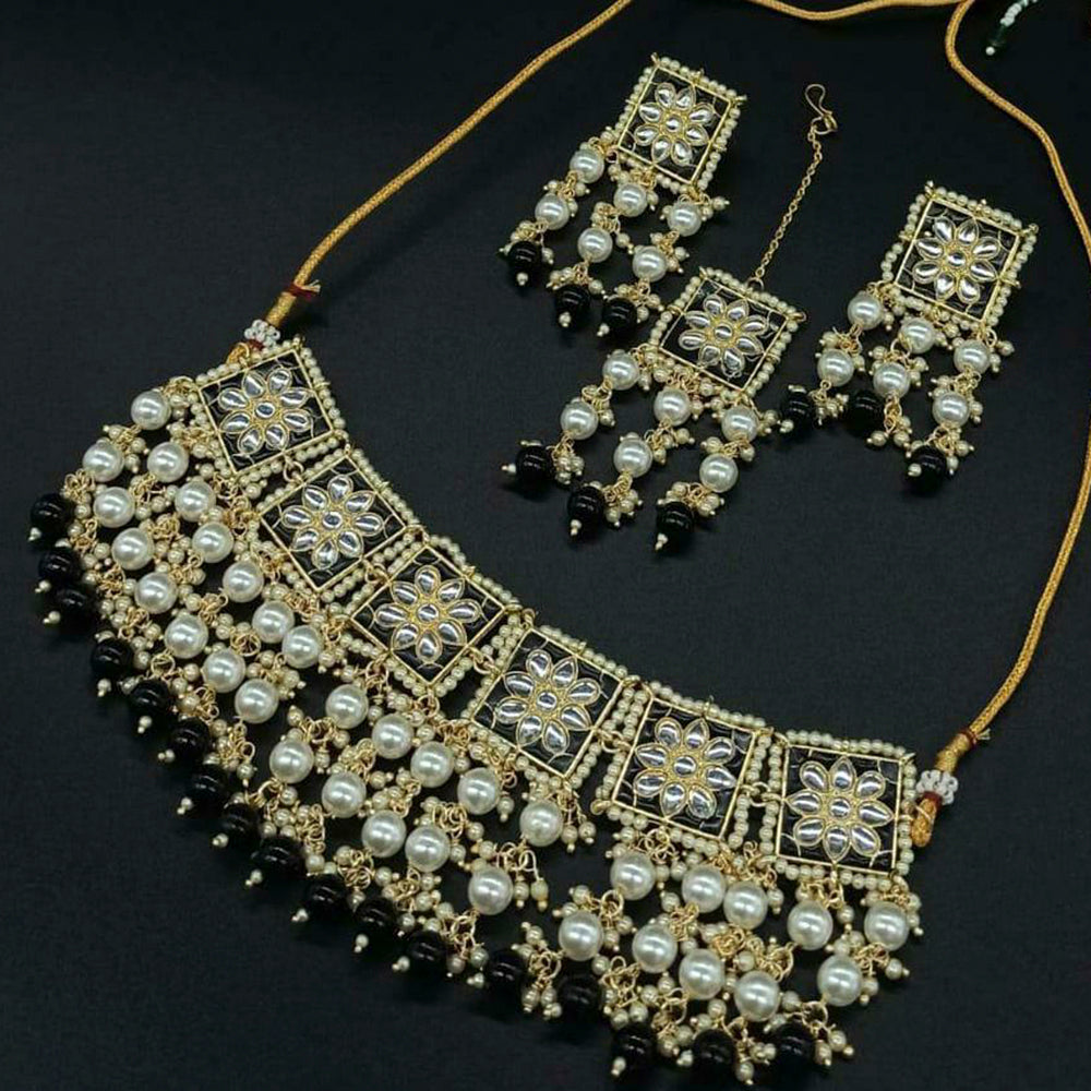 Sai Fashion Gold Plated Meenakari And Kundan & Pearl Necklace Set