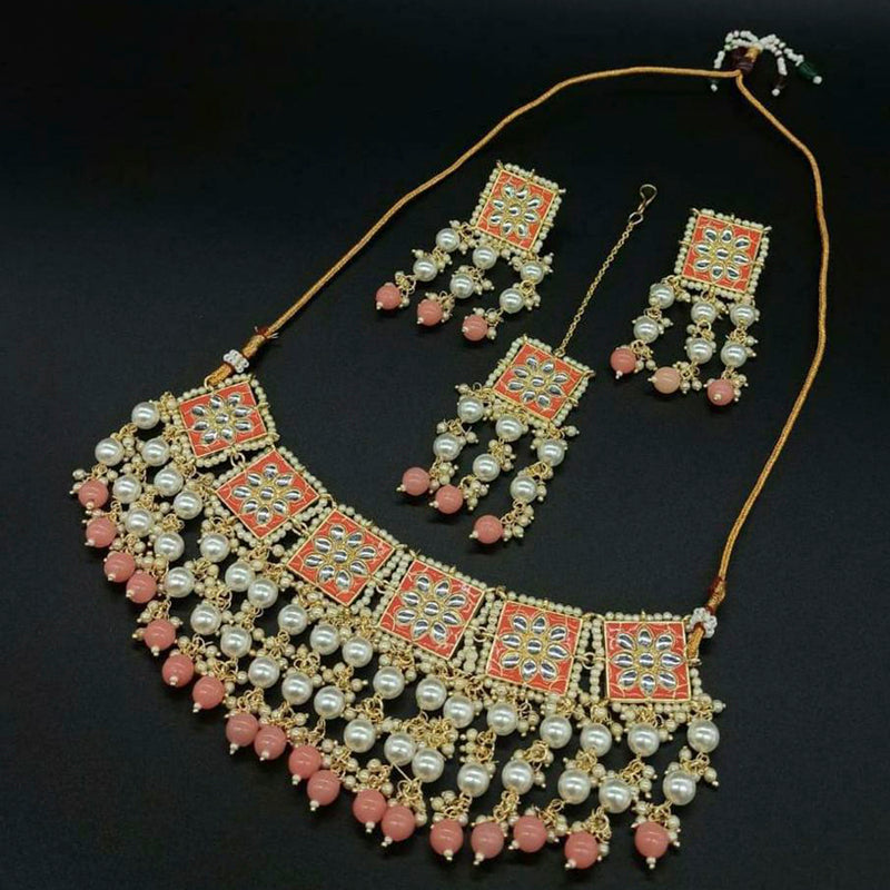 Sai Fashion Gold Plated Meenakari And Kundan & Pearl Necklace Set