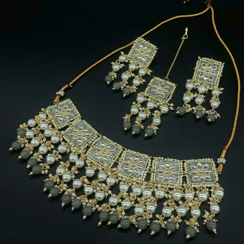 Sai Fashion Gold Plated Meenakari And Kundan & Pearl Necklace Set