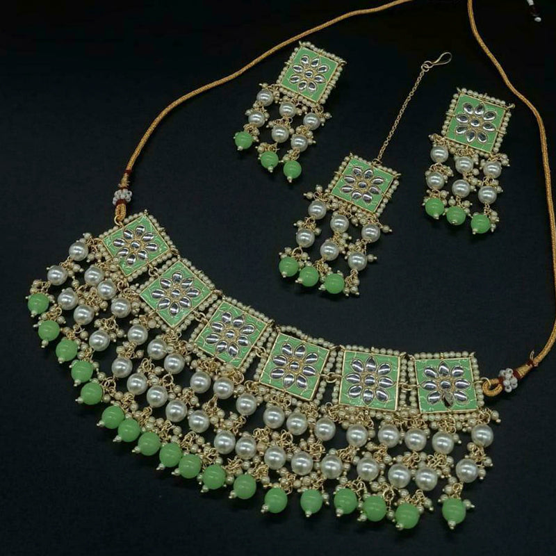 Sai Fashion Gold Plated Meenakari And Kundan & Pearl Necklace Set