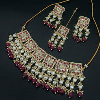 Sai Fashion Gold Plated Meenakari And Kundan & Pearl Necklace Set