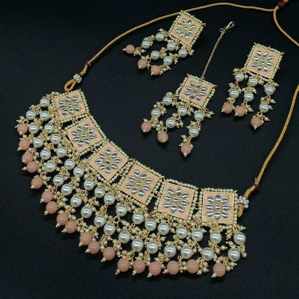 Sai Fashion Gold Plated Meenakari And Kundan & Pearl Necklace Set