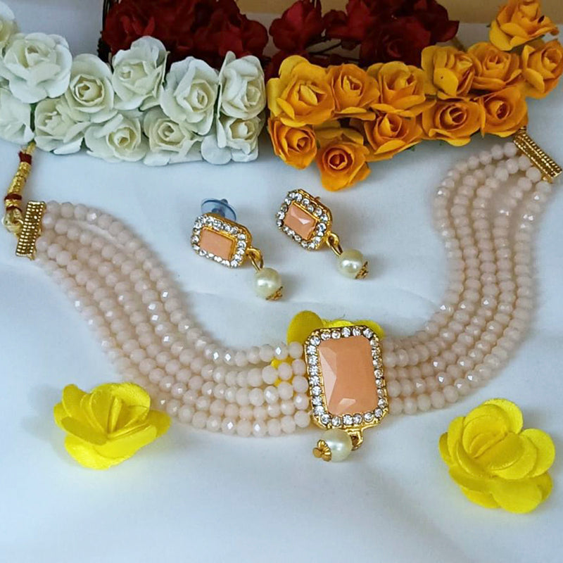 Sai Fashion Gold Plated Austrian Stone And Beads Necklace Set