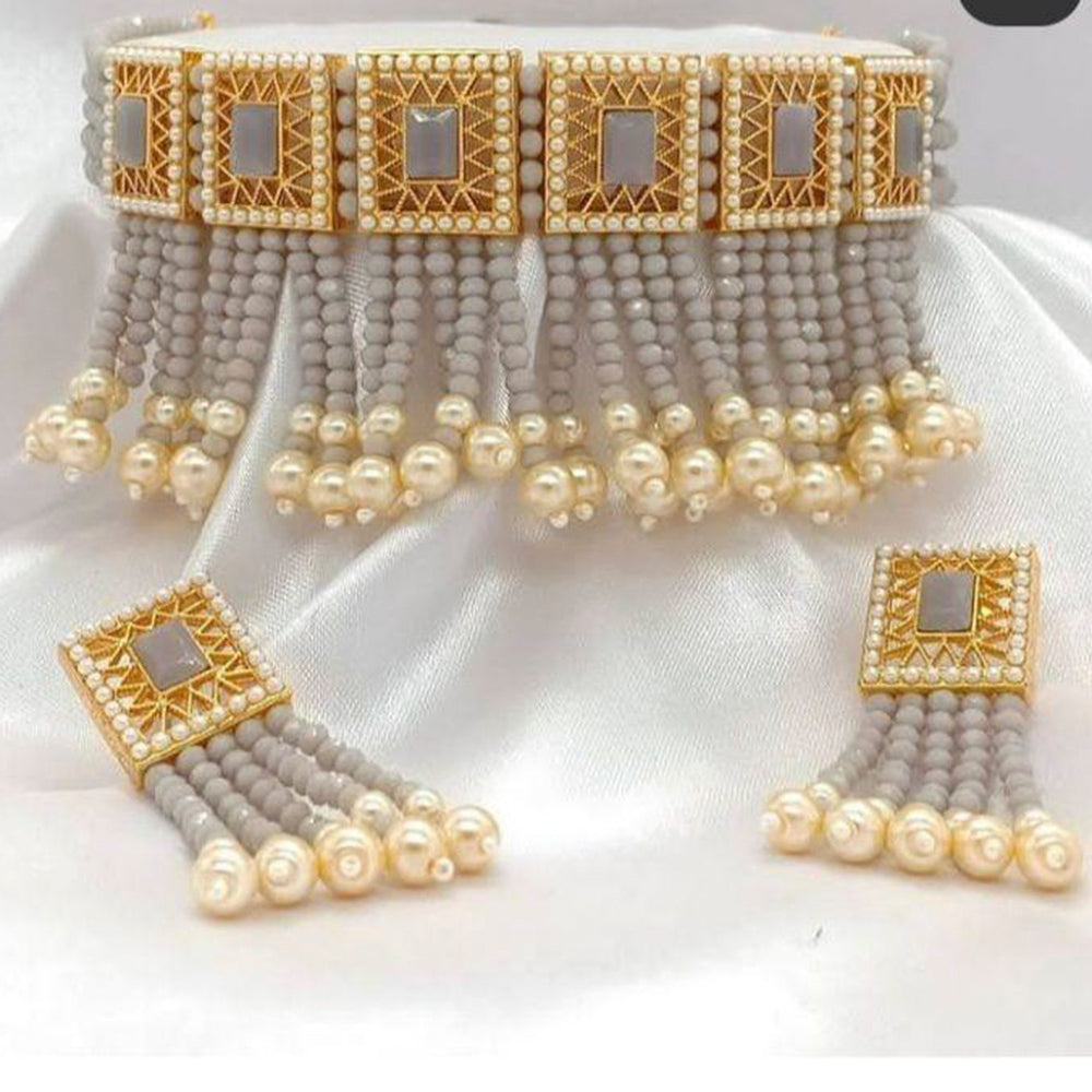 Sai Fashion Gold Plated Crystal Stone And Beads Necklace Set